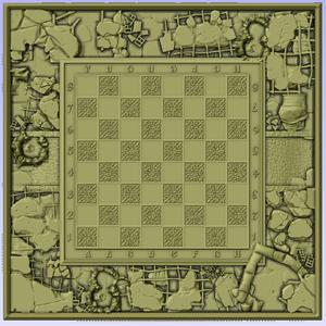 War Zone chessboard 3D Model STL for CNC Router or 3d printing chess chess board chessboard