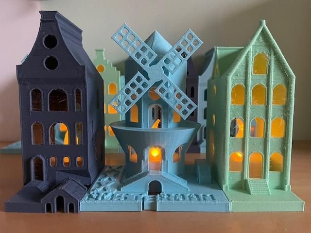 Amsterdam Canal Houses and Windmill LED tea light