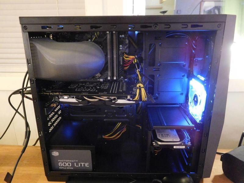 Cold air intake for CPU cooling.