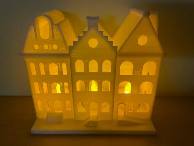 3x Amsterdam canal house LED tea light