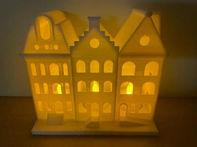 3x Amsterdam canal house LED tea light
