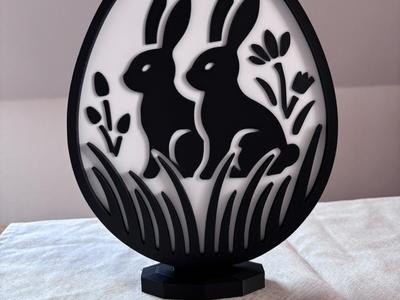 Easter Decoration "Bunnies in an Egg" with Stand - Bunny