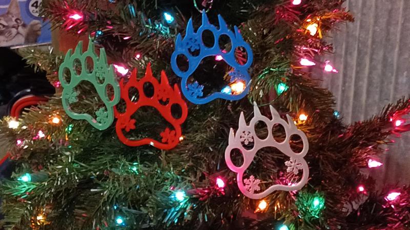 Bear Paw Print Christmas Ornament