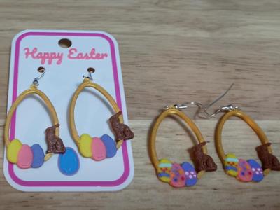 Easter earrings with eggs and bunny