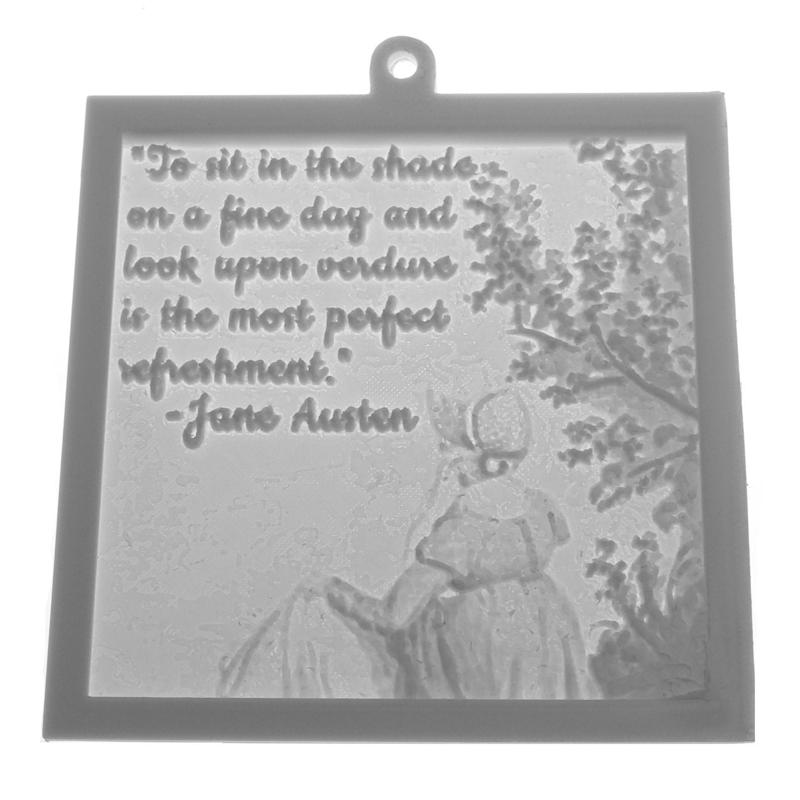 Jane Austen Watercolour Verdure Quote Lithophane Window Hanging