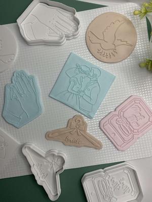 Wedding cookie cutter stamp set .STL custom files for 3d printer, custom cookie cutters, fondant cutters