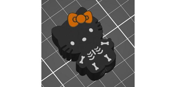 Kawaii Kitty Skeleton With Bow Straw Topper STL 3D Print File fits Stanley