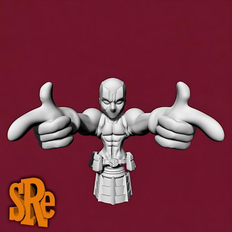 Stylized Deadpool Cartoon Bust