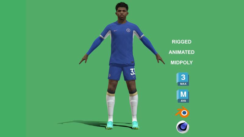 3D Rigged Wesley Fofana Chelsea 2024