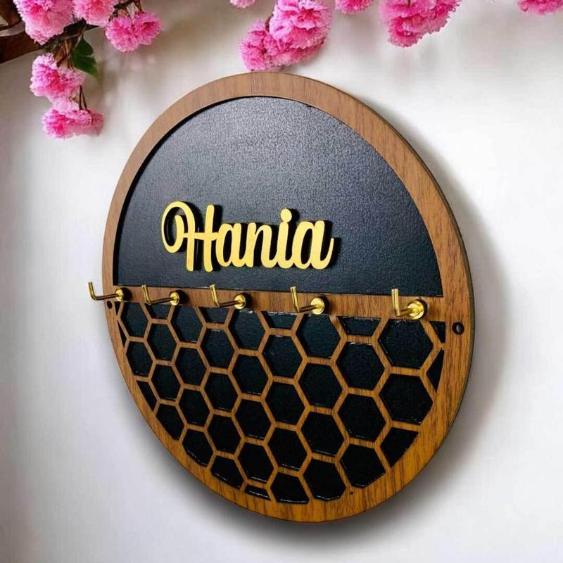 Personalized Round Key Holder Laser Cut Files & SVG Files Template (V6)