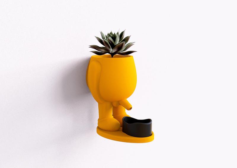 Peeing Man Wall Mounted Planter with Drip Tray