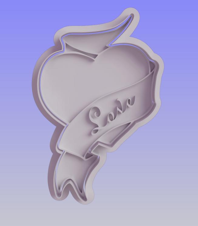 Valentine Heart with Ribbon Cookie Cutter and Stamp - Tied with Love in Every Bite!