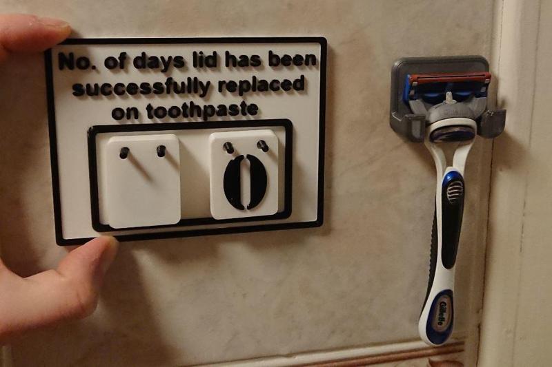 Toothpaste Lid Bathroom Sign