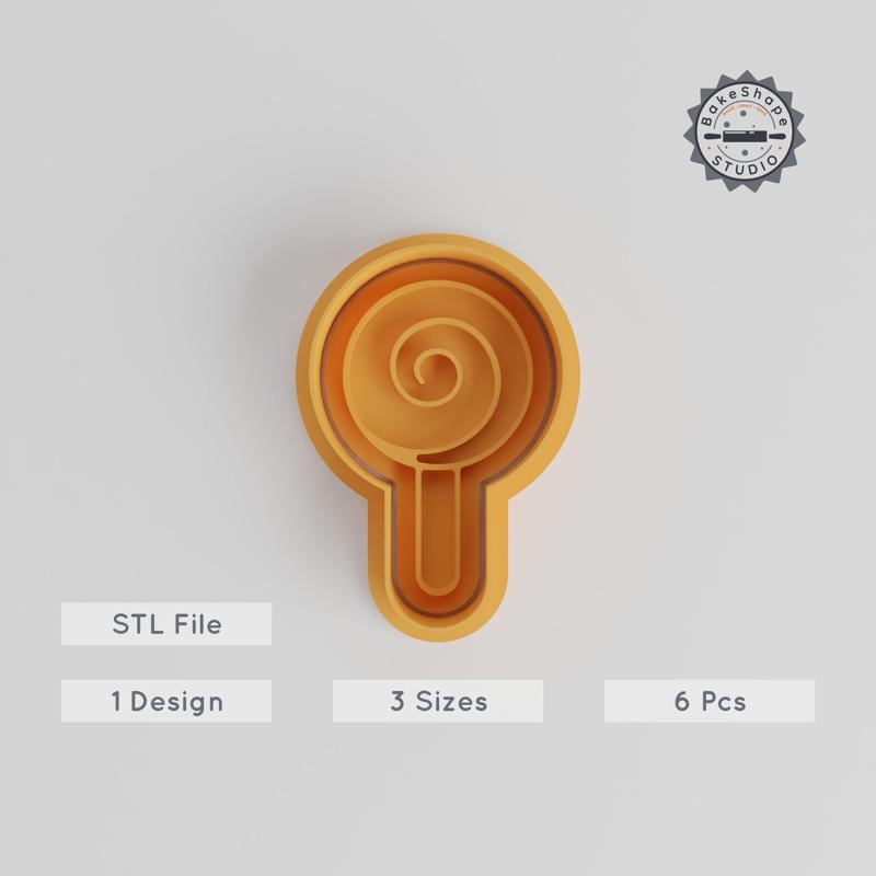 Lollipop Shape Cutter & Stamp Set, Perfect for Cookies & Fondant, Includes 6 Pieces, Small Medium Large Sizes, Sweet Pop Design PRODUCT_4909