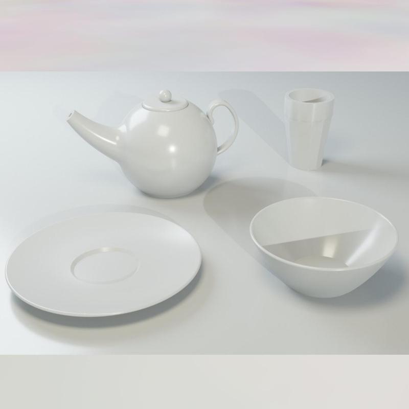Tea Set (Teapot, glass, plate and bowl)