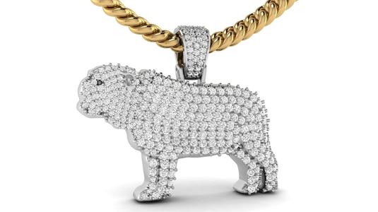 Diamond Studded Dog Pug Pendant
