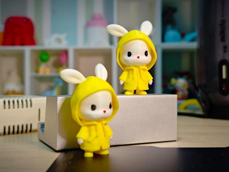 Little bunny wearing a raincoat