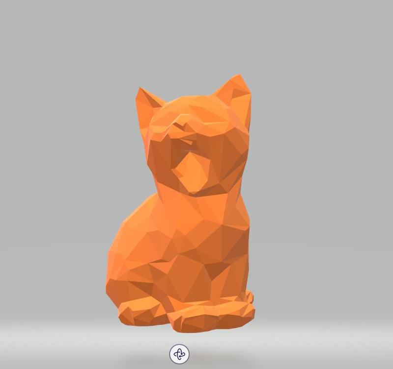 Cat yawns low poly