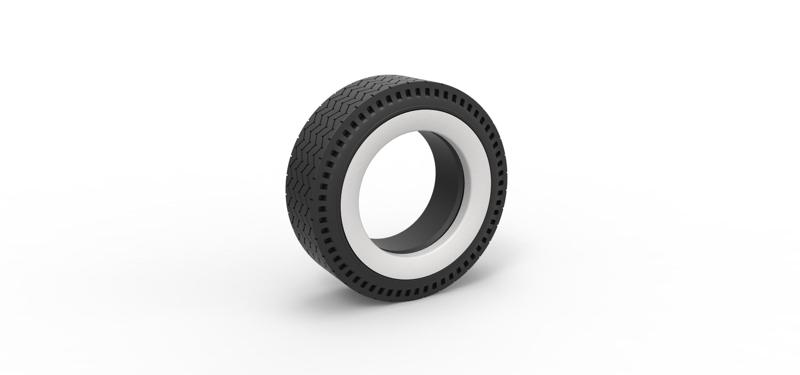 Diecast Whitewall rear tire of vintage dragster Version 10 Scale 1:25