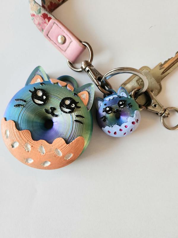 Cute cat - keycharm - keychain - animals - keyring - kitten - food - donut - kawaii - easy print - pip - fast - doughnut