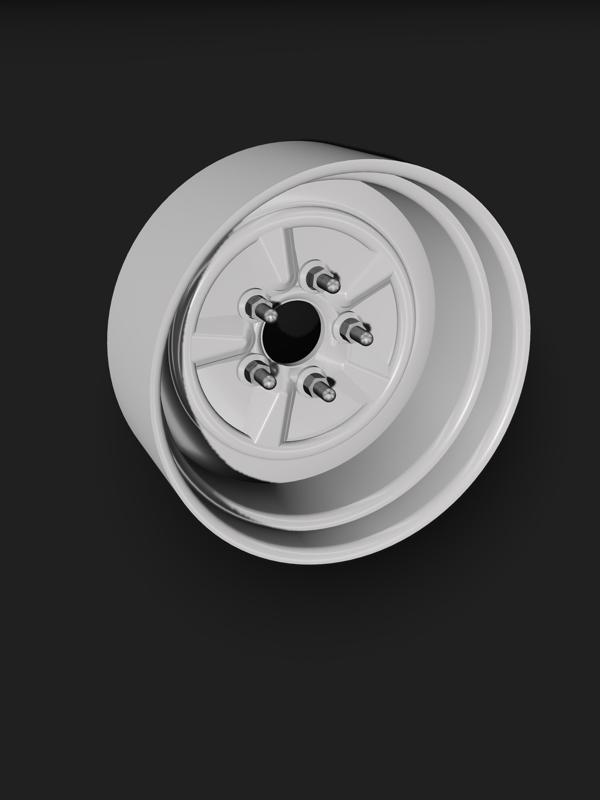 Deep Dish steel wheel and hub assembly drag racing scale models