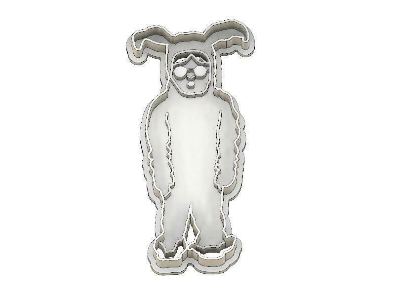 3D Model of A Christmas Story Bunny PJs Cookie Cutter