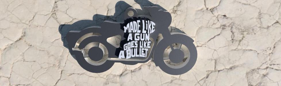 Royal Enfield motorcycle with quote