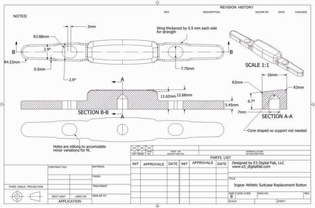 Ingear Athletic suitcase handle button
