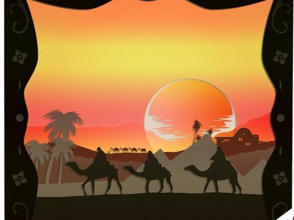 Desert in Persia (Sunset Desert Camels) light box