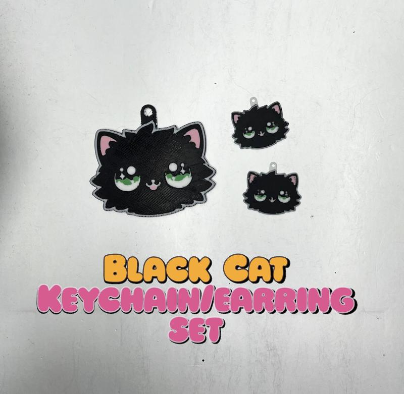 Cute Cat Keychain/Earring Set