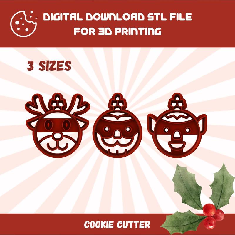 CUTTY clay STL 3 styles 3 sizes Christmas tree ornaments cookie cutters, STL file for 3d printing