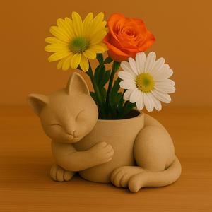 Hugging Cat Flower Pot – Cozy 3D Printable Planter STL