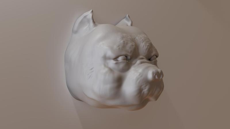 exotic bully bull dog head wall mount stl