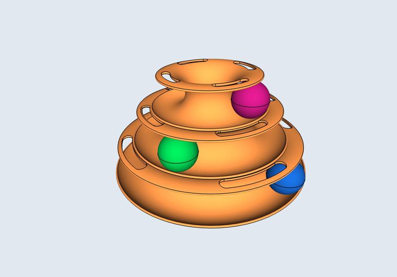 Parabolic track toy for cats and animals, 3 balls