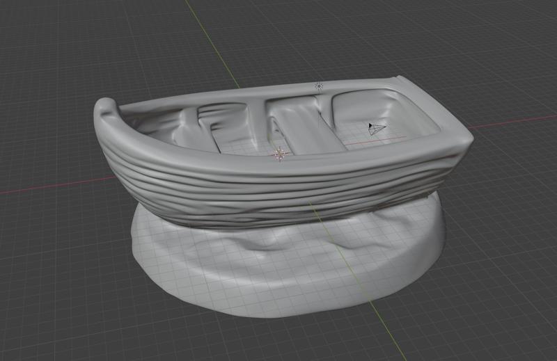 Low poly Rowboat - 3D Printable Tabletop Terrain Piece (28–32mm Scale)
