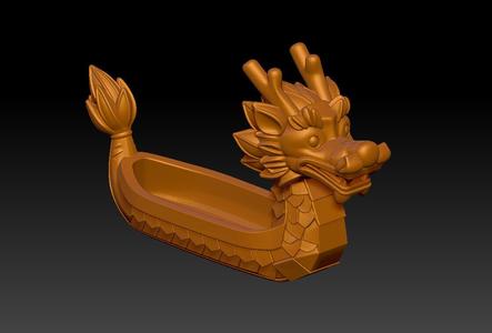 Cute little dragon boat without paddles (with paddles)