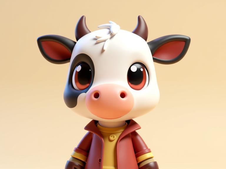 Baby Cow wearing clothes