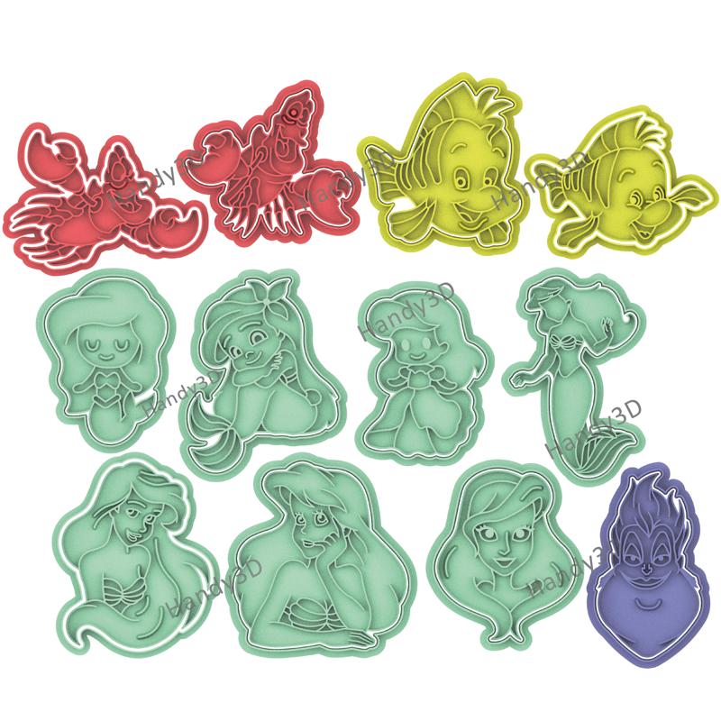 The Little Mermaid characters cookie cutters pack x 12