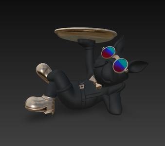 DOG SCULPTURE WITH TRAY