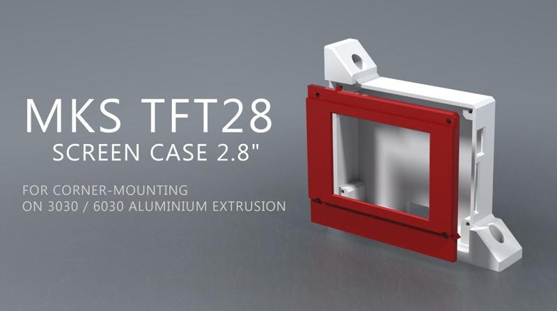 MKS TFT28  Screen Case 2.8"  for Corner-mounting  on 3030 / 6030 aluminium extrusion