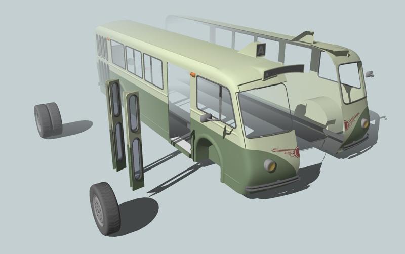 Trolleybus BUS TRAIN VEHICLE TRUCK CAR FOREST CITY LAND TRANVIA TRAM RIFLE SOLDIER WORLD WAR CHAINS CHAIN ​​FLYWHEEL WHEEL 3D MODEL