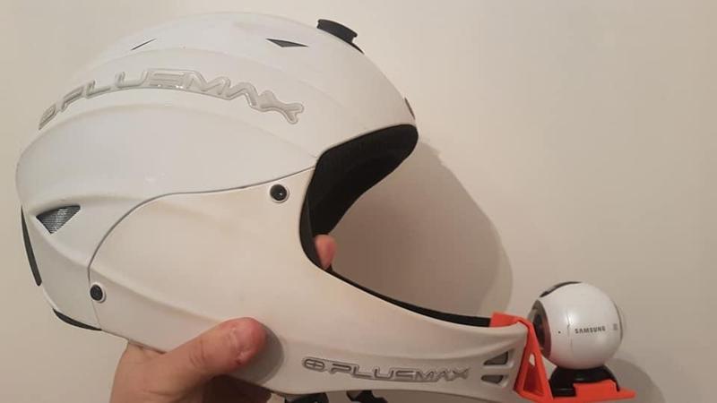 Paragliding helmet action cam support