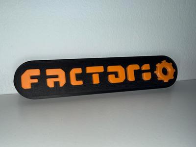 Factorio logo sign