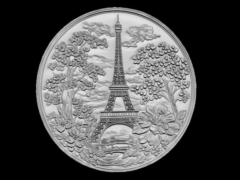 Eiffel Tower Paris Landscape Relief Sculpture