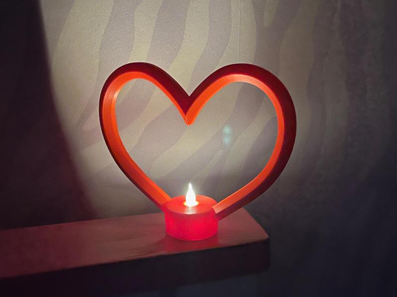 Love heart valentines tea light holder night light