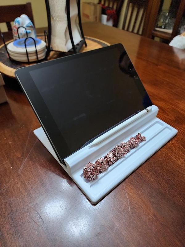 D&D iPad / Tablet Stand with Integrated Dice and Stylus Trays