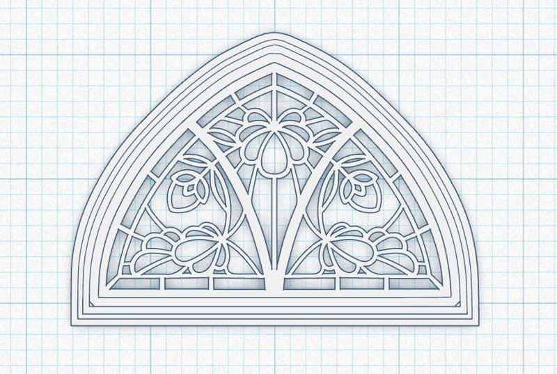 BOTANICAL STAINED GLASS WINDOW 1/12th DOLLHOUSE SCALE