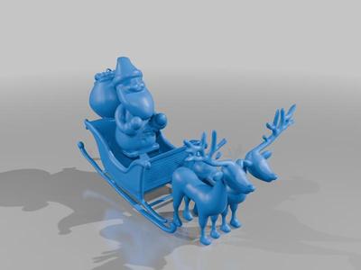 beautiful Christmas decoration with 2 reindeer and the iconic Santa Claus's sleigh