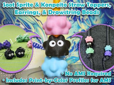 Soot Sprite & Konpeito Straw Tops, Earrings, Beads