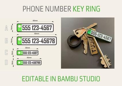 Phone number key ring